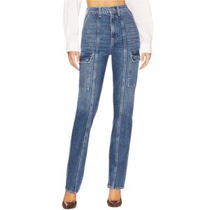 NWT GRLFRND Harper High Rise Slim Cargo Jeans size 25 in Cameron Wash